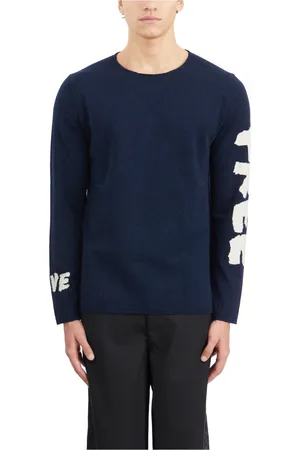 Comme des Garçons Strik, Herre, Blå, XL, Uld, Uld Crewneck Sweater