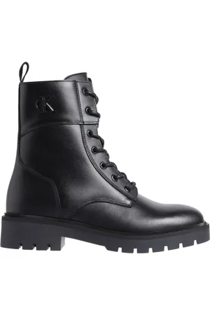 Calvin Klein Sko, Dame, Sort, 37 EU, Læder, Sorte Combat Zip Ankelstøvler