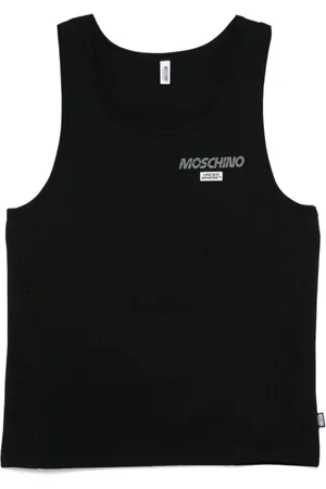 Moschino Top, Herre, Sort, XS, Sort Logo Tag Scoop Neck T-shirt