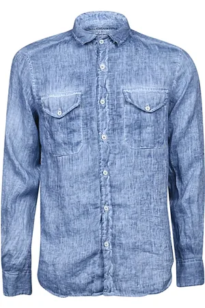Original Vintage Skjorte, Herre, Blå, 2XL, Denim, Denim Bluser