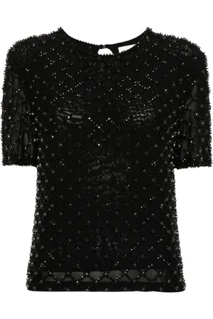 P.A.R.O.S.H. Bluser & Skjorter, Dame, Sort, M, Pyntet perle T-shirt