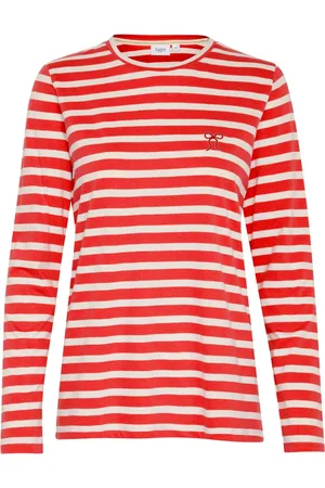 Saint Tropez Top, Dame, Rød, XL, Uld, Broderet Langærmet T-shirt Flame Scarlet