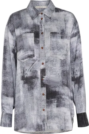 Gestuz Bluser & Skjorter, Dame, Blå, 2XL, Denim, Blå Denim Skjorte med Lange Ærmer