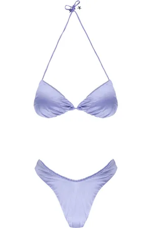 F**K Badetøj, Dame, Lilla, M, Satin, Lilla Satin Bikini Trekant Top