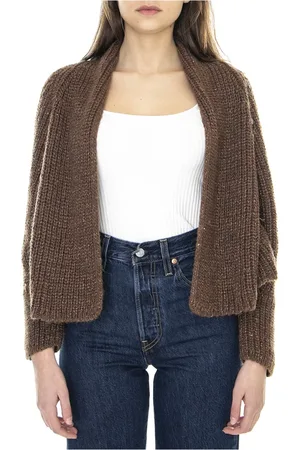 Alessia Santi Strik, Dame, Brun, XS, Uld, Brun Cardigan Sweater Efterår/Vinter