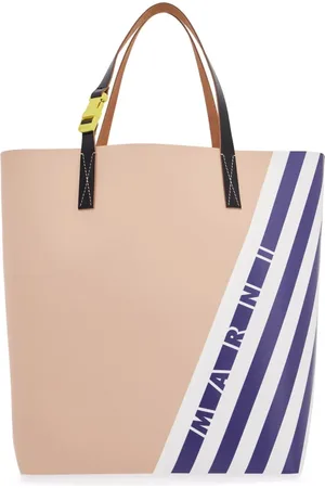Marni Taske, Herre, Lyserød, ONE SIZE, Læder, Stribet PVC Tote Taske