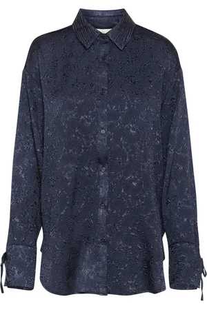 Kaffe Bluser & Skjorter, Dame, Blå, XL, Midnight Marine Skjortebluse