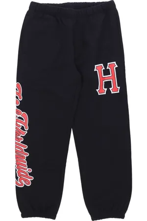 Huf Bukser, Herre, Sort, L, Bomuld, Sort Fleece Sweatpants med Elastisk Talje