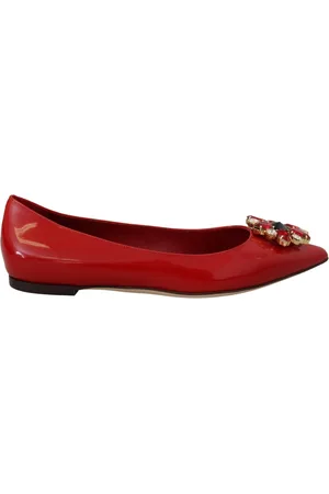 Dolce & Gabbana Sko, Dame, Rød, 36 1/2 EU, Uld, Røde krystalloafers - Udsøgt elegance