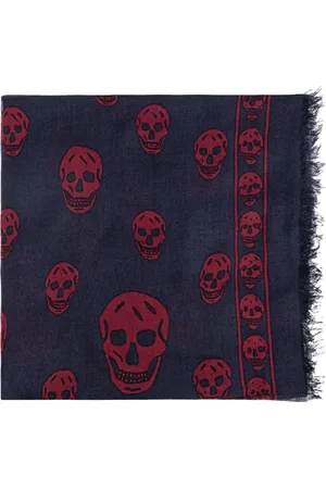 Alexander McQueen Tilbehør, Dame, Blå, ONE SIZE, Uld, Tørklæde med silkefinish