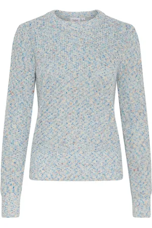 Saint Tropez Strik, Dame, Blå, XL, Uld, Hyggelig Strik Pullover All Aboard Melange