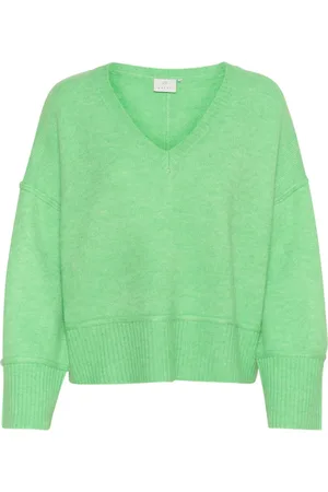 Kaffe Strik, Dame, Grøn, S, Uld, Forårsbuket Melange Sweater