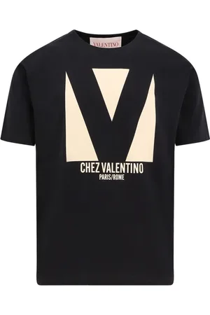 VALENTINO Top, Herre, Sort, XS, Bomuld, Bomuld Crew-neck T-shirt med Print