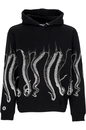 Octopus Sweathshirts & Hoodies, Herre, Blå, XL, Bomuld, Blå/Hvid Letvægts hættetrøje med Tentakel Print