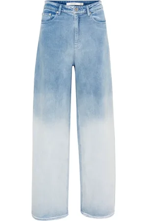 Gestuz Jeans, Dame, Blå, W26, Brede Ben Jeans Faded
