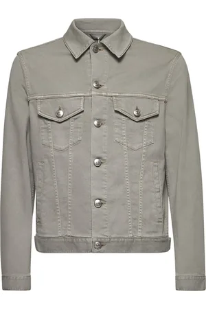 Brunello Cucinelli Jakke, Herre, Grå, M, Denim, Grøn Denim Skjorte med Lommer