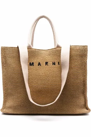 Marni Taske, Herre, Brun, ONE SIZE, Bomuld, Brun shopper taske med broderet logo