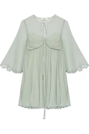 Chloé Kjole, Dame, Blå, XS, Silkekjole med drapering