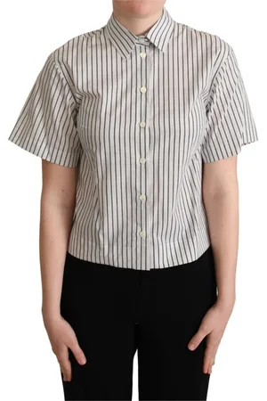 Dolce & Gabbana Bluser & Skjorter, Dame, Flerfarvet, XS, Bomuld, Monokrom Stribet Poloshirt
