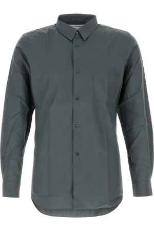 Comme des Garçons Skjorte, Herre, Grå, M, Uld, Stilfuld mørkegrå poplin skjorte