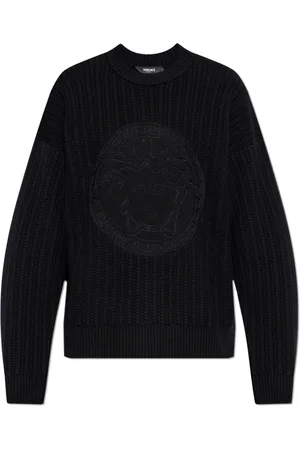 VERSACE Strik, Herre, Blå, XL, Uld, Uld sweater