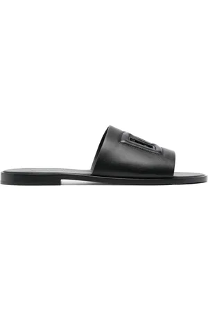 Dolce & Gabbana Sko, Herre, Sort, 44 EU, Læder, Sort Logo Sandaler