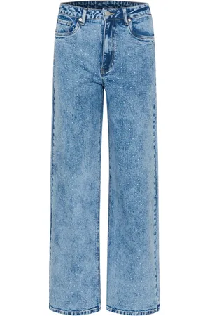 Kaffe Jeans, Dame, Blå, 2XL, Bomuld, Jeans med similisten detalje