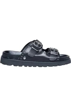Cult Sko, Dame, Sort, 37 EU, Læder, Lædersandal med 4 cm hæl