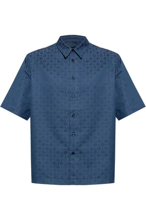 Givenchy Skjorte, Herre, Blå, S, Denim, Blå Denim Skjorte Klassisk Krave Monogram