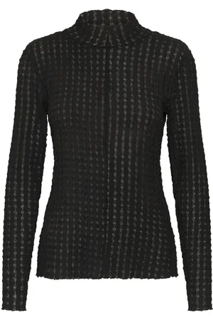 Karen by Simonsen Top, Dame, Sort, L, Slim-fit Meteorite Bluse med høj hals