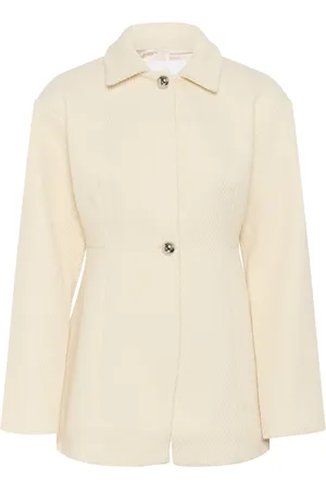 Karen by Simonsen Jakke, Dame, Hvid, S, Elegant Jakke med Skjortekrave