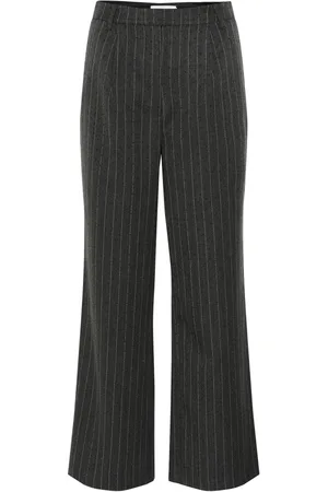 Karen by Simonsen Bukser, Dame, Sort, M, Uld, Grå Pinstripe Løstsiddende Bukser