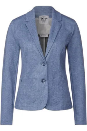 Street one Jakke, Dame, Blå, L, Polyester, Blå Polyesterblandingsblazerjakke