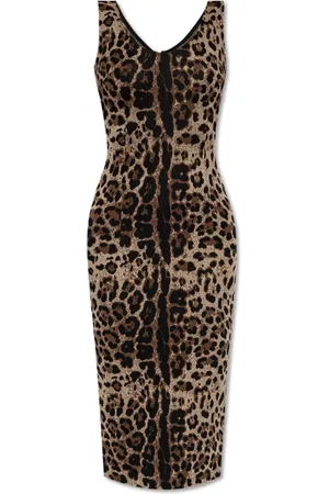 Dolce & Gabbana Kjole, Dame, Brun, XS, Kjole med dyreprint