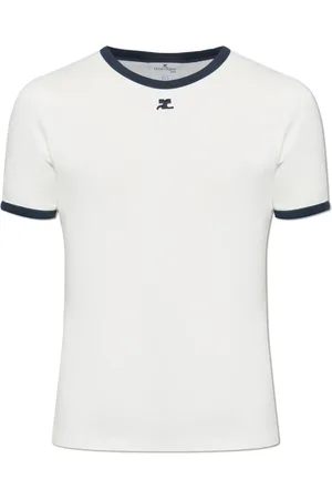 Courrèges Top, Herre, Hvid, XS, Bomuld, T-shirt med logo