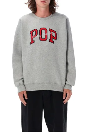 Pop Trading Company Sweathshirts & Hoodies, Herre, Grå, XL, Bomuld, Grå Mel Strikvarer Crewneck Aw24