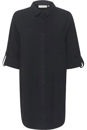 Kaffe Bluser & Skjorter, Dame, Sort, 2XL, Bomuld, Midnight Marine Skjorte Tunika Top