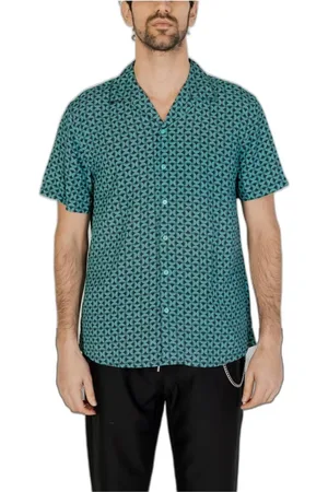 GIANNI LUPO Skjorte, Herre, Blå, 2XL, Uld, Turkis kortærmet viskose skjorte