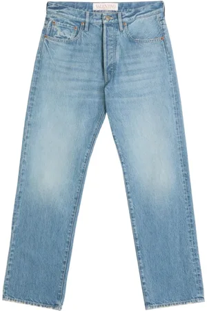 VALENTINO GARAVANI Jeans, Herre, Blå, W32, Bomuld, Blå Straight Cut Jeans
