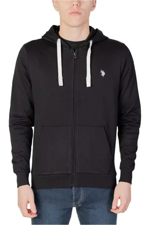 U.S. Polo Assn. Sweathshirts & Hoodies, Herre, Sort, M, Bomuld, Sort hættetrøje i bomuld