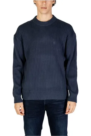 Calvin Klein Strik, Herre, Blå, XL, Bomuld, Bomuld Strik Trøje