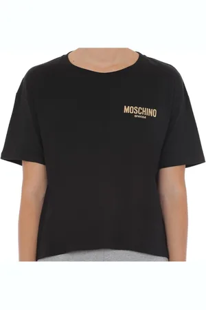 Moschino Top, Dame, Sort, L, Bomuld, Sort Logo T-shirt og Polo