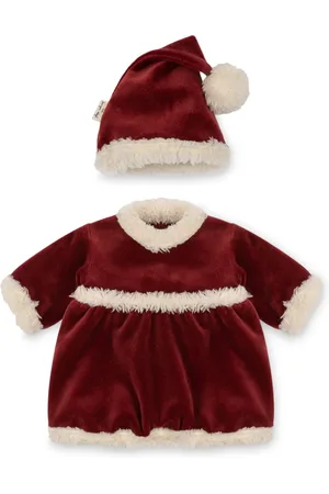 Konges Sløjd Home, unisex, Rød, ONE SIZE, Festlig dukkesæt: kjole og hat