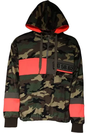Dolce & Gabbana Sweathshirts & Hoodies, Herre, Flerfarvet, 2XL, Bomuld, Camouflage hættetrøje med logodetaljer