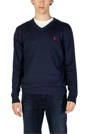 U.S. Polo Assn. Strik, Herre, Blå, XL, Bomuld, Kashmirblandet sweater Herre Strik
