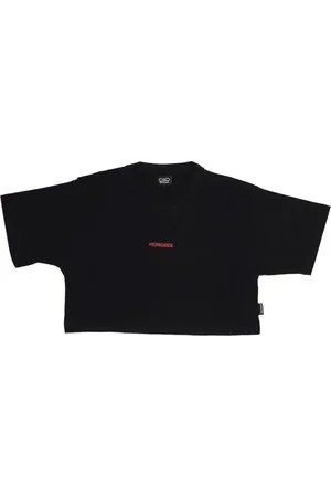 Propaganda Top, Dame, Sort, L, Bomuld, Sort Crop Tee med Logo Print