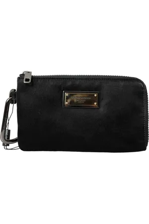 Dolce & Gabbana Taske, Herre, Sort, ONE SIZE, Nylon, Sort Nylon Logo Plaque Nøglering Taske Clutch