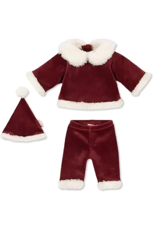 Konges Sløjd Home, unisex, Rød, ONE SIZE, Uld, Festlig dukkesæt: top, bukser og hat