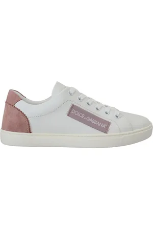 Dolce & Gabbana Sko, Dame, Hvid, 35 EU, Læder, Hvid-Rosa Læder Lav-Top Sneakers