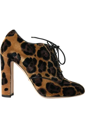 Dolce & Gabbana Sko, Dame, Brun, 36 1/2 EU, Læder, Leopard Snørestøvler Ankel Brun